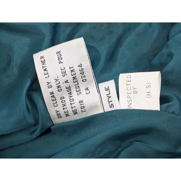 Paris Sport Club Womens Suede Turquoise Bomber Jacket Vtg Size Large Leaf Motif - Picture 14 of 16